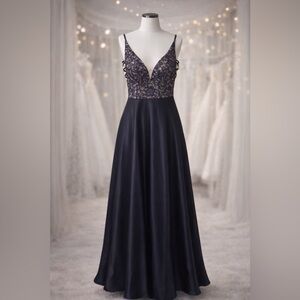 Blondie Nites Navy Lace & Satin Formal Gown – Size 3 (New)